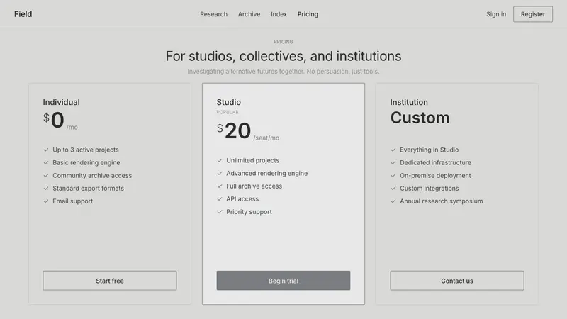 Speculative Design (Dunne & Raby) — Web · pricing