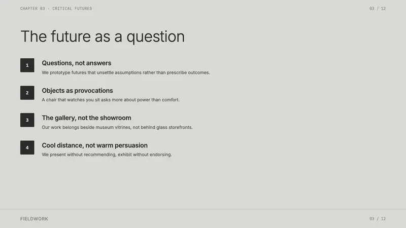 Speculative Design (Dunne & Raby) — Slides · content