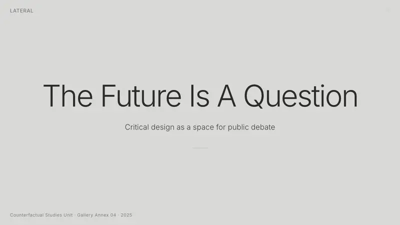 Speculative Design (Dunne & Raby) — Slides · cover