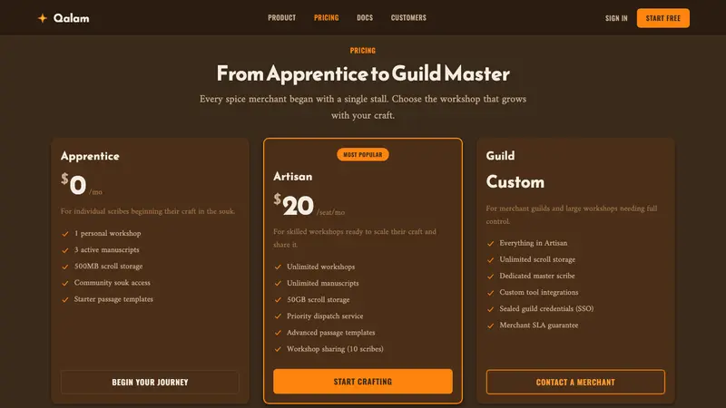 Spice Souk Bazaar — Web · pricing