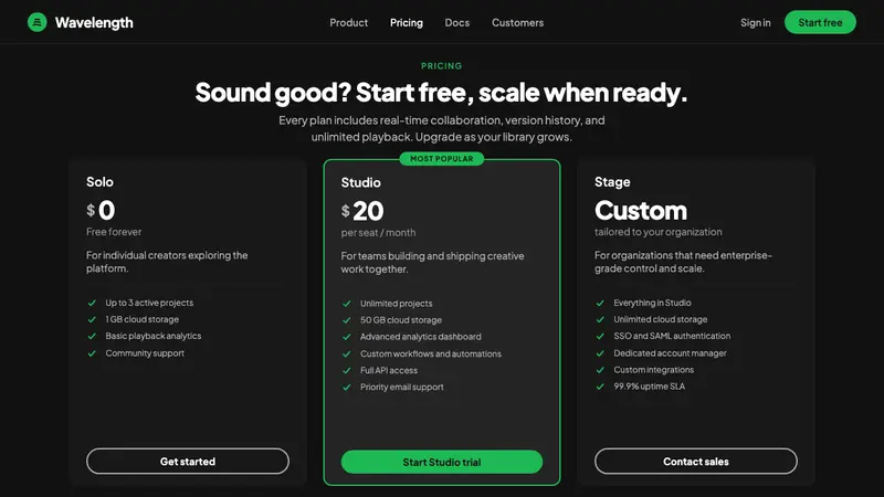 Spotify Dark — Web · pricing