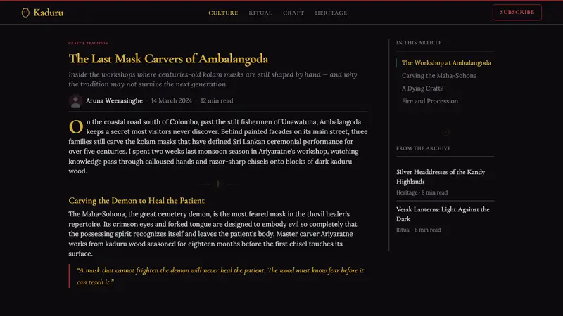 Sri Lankan Kandyan Mask & Dance — Web · article