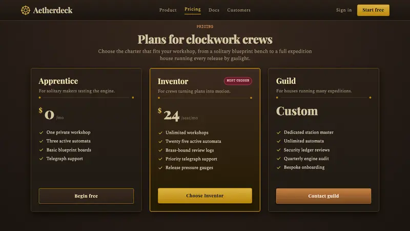 Steampunk Victorian — Web · pricing
