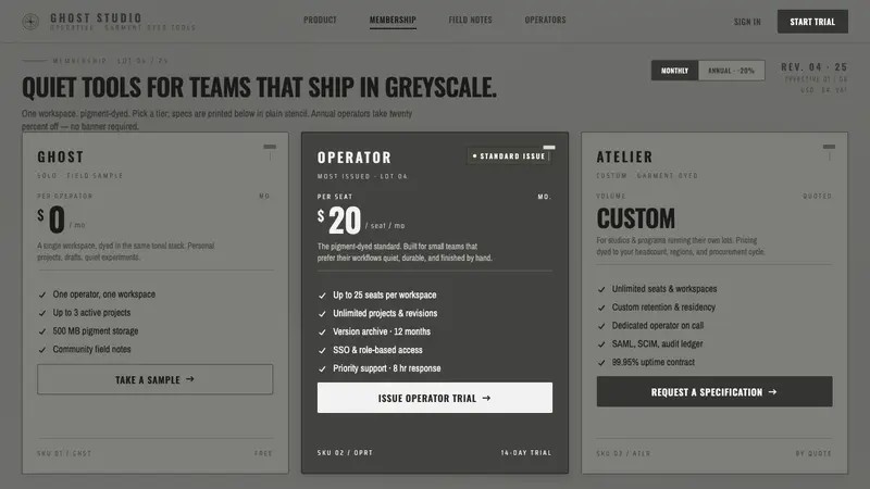Stone Island Ghost — Web · pricing