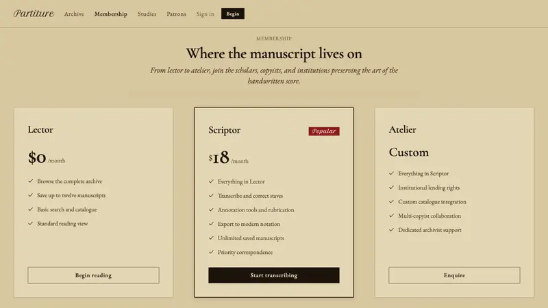 String Quartet Score — Web · pricing
