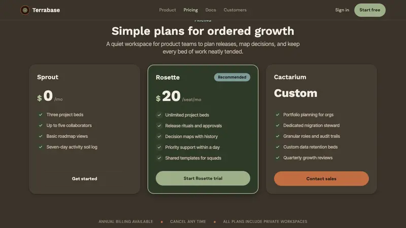 Succulent Cactarium — Web · pricing