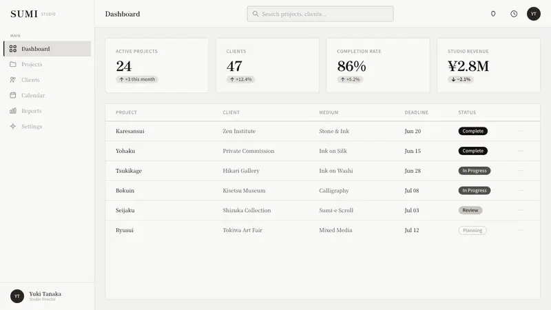 Modern Sumi Brush — Web · dashboard