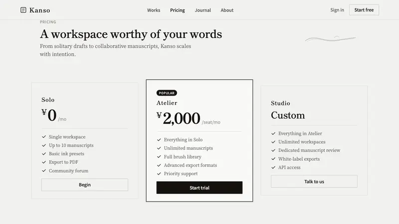 Modern Sumi Brush — Web · pricing