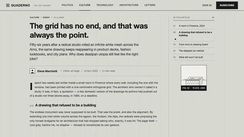 Superstudio Continuous Monument — Web · article