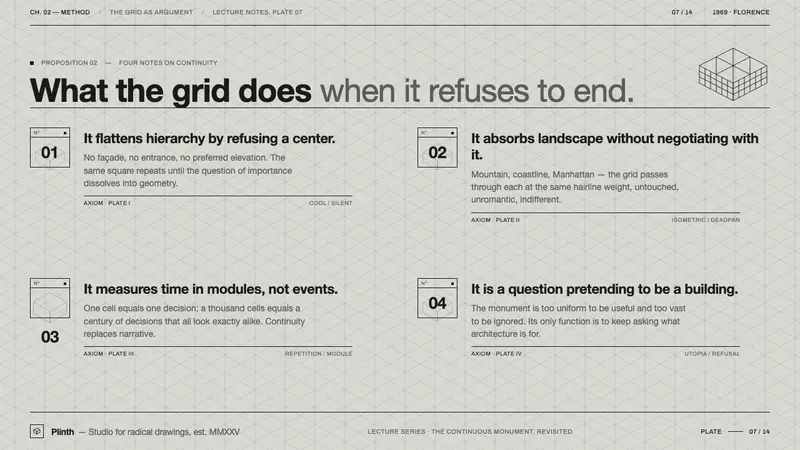 Superstudio Continuous Monument — Slides · content
