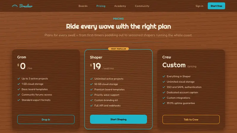 Surf Woodie Culture — Web · pricing