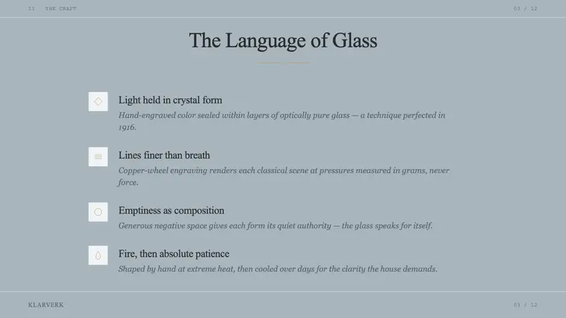 Swedish Orrefors Crystal (1916) — Slides · content