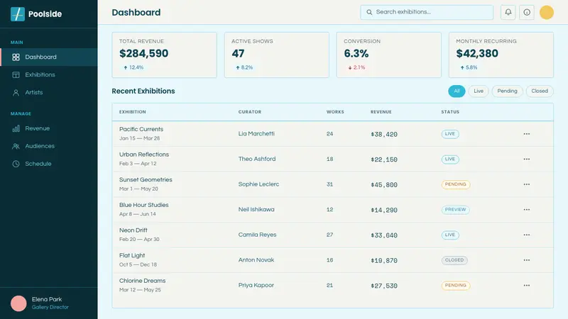 Hockney Pool Blue — Web · dashboard