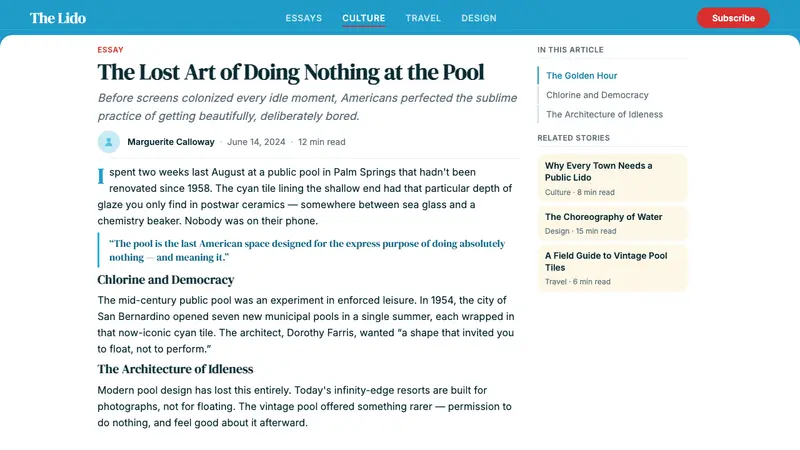 Swimming Pool Vintage Cyan Tile (1950) — Web · article