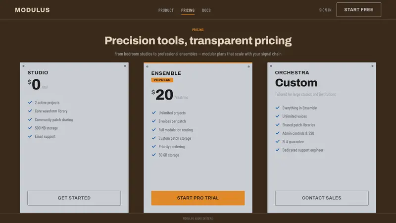 Moog Modular Synth — Web · pricing