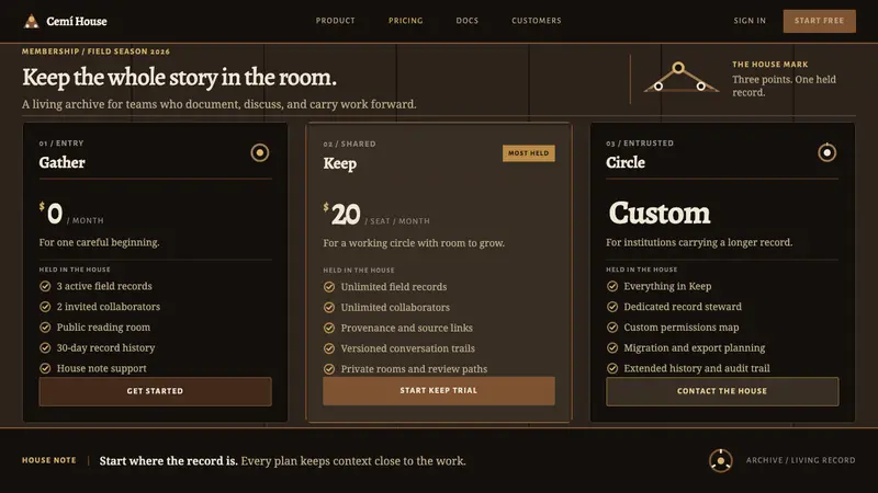 Taíno Cemí — Web · pricing