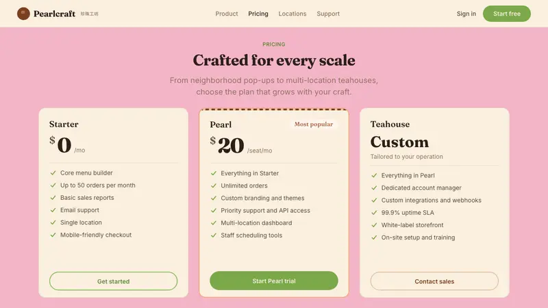 Taiwan Bubble Tea Premium — Web · pricing