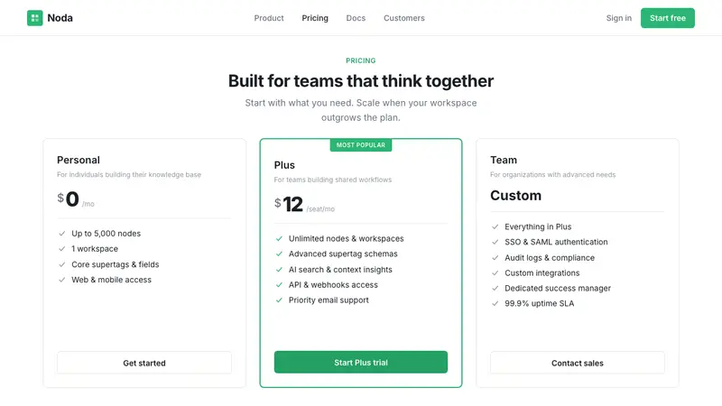Tana Supertags — Web · pricing
