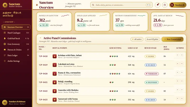 Tanjore Painting (Gold-leaf Tamil) — Web · dashboard