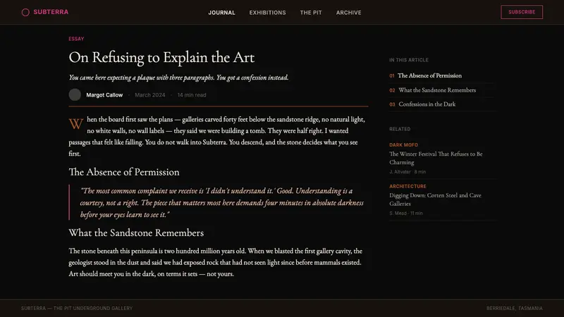 Tasmanian MONA Museum (2011) — Web · article
