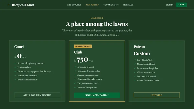 Wimbledon Grass — Web · pricing