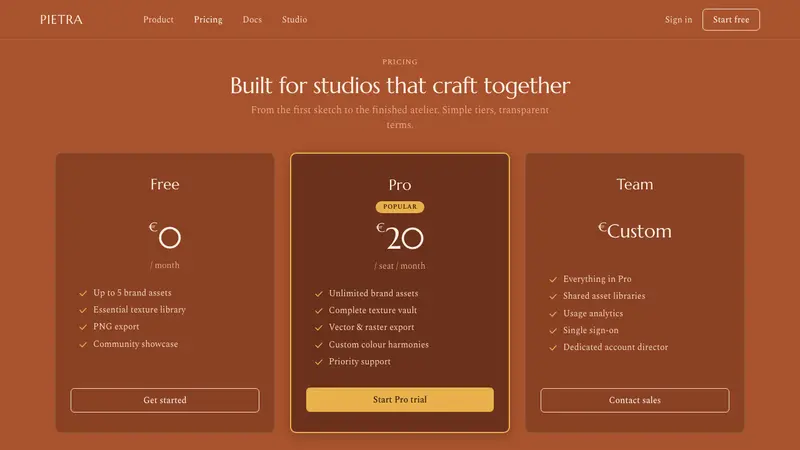 Tuscan Terracotta — Web · pricing