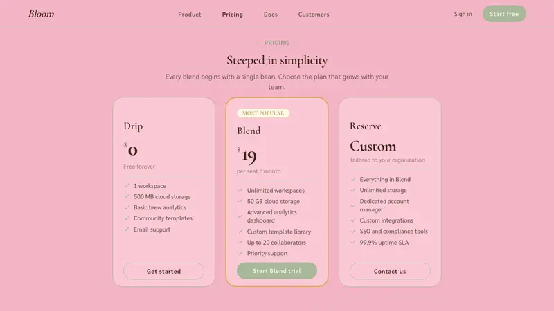 Bangkok Third-Wave Cafe — Web · pricing