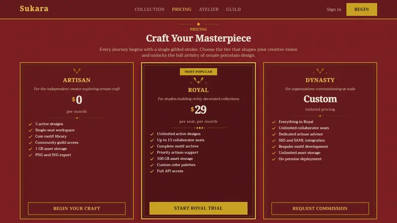 Thai Benjarong — Web · pricing