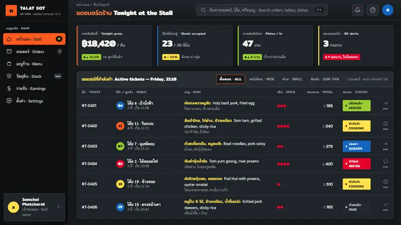 Thai Night Market Street Food — Web · dashboard
