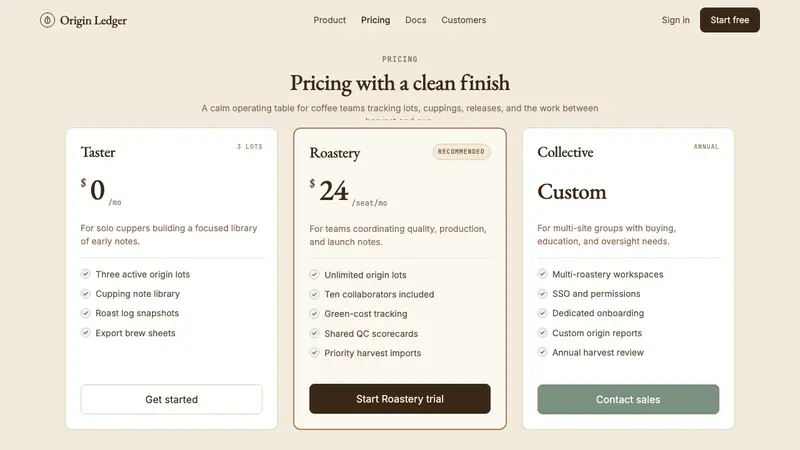 Third Wave Coffee — Web · pricing