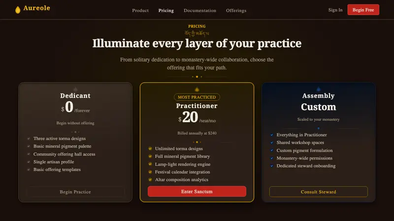 Tibetan Butter Sculpture — Web · pricing
