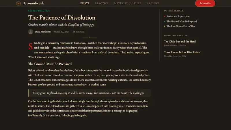 Tibetan Vajrayana Sand Mandala — Web · article