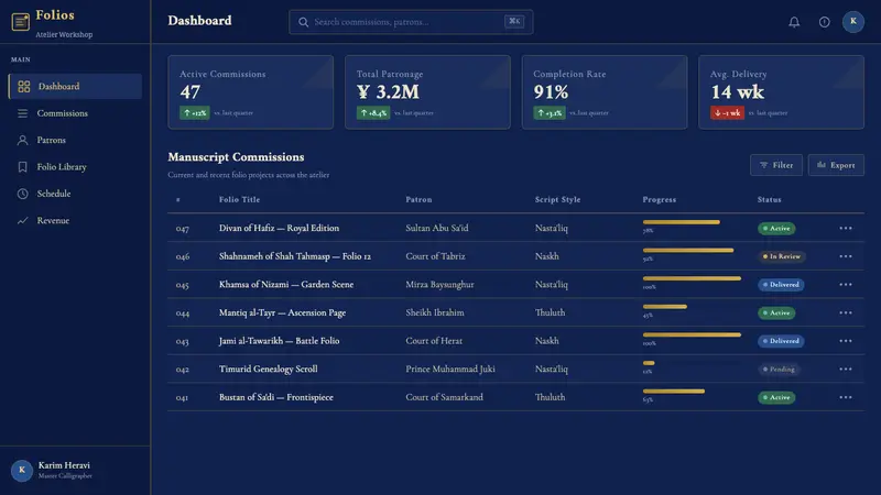Timurid Manuscript (Herat) — Web · dashboard