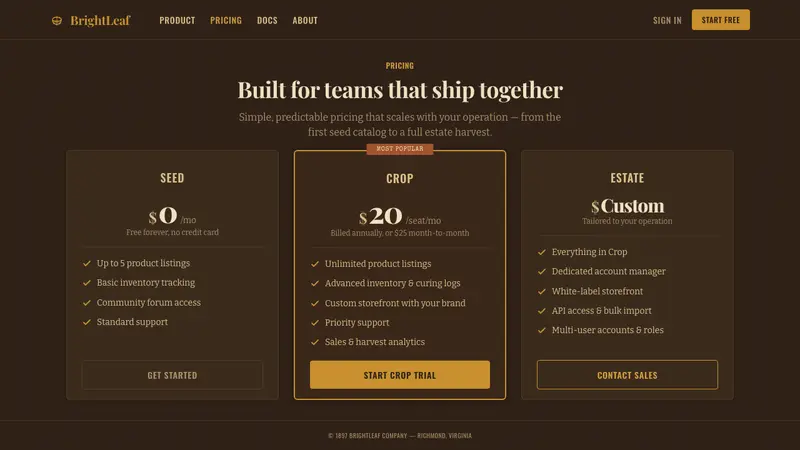 Tobacco Curing Barn — Web · pricing