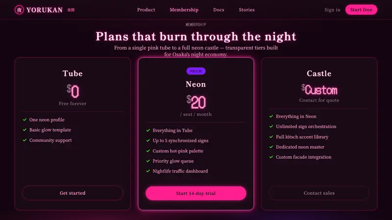 Osaka Love Hotel Neon — Web · pricing