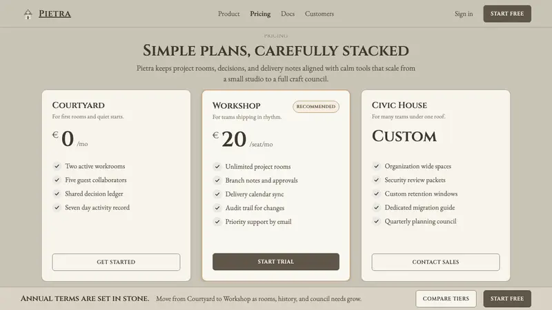 Trulli Alberobello — Web · pricing