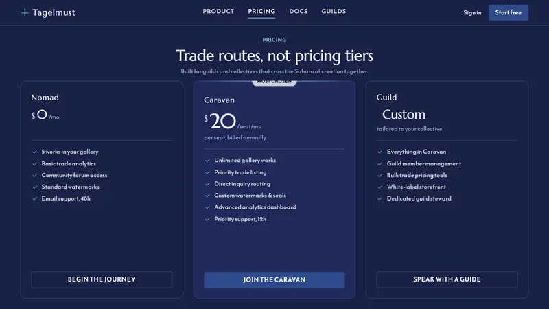 Tuareg Indigo Veil — Web · pricing