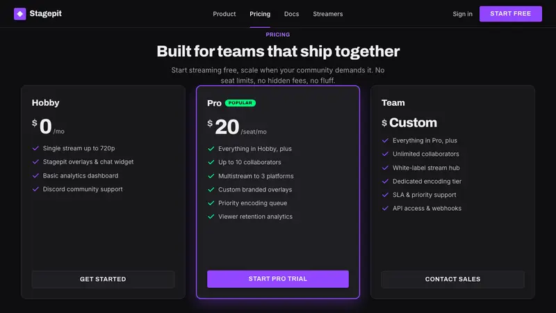 Twitch Streamer Overlay — Web · pricing