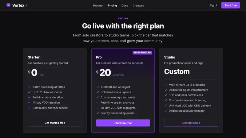 Twitch — Web · pricing