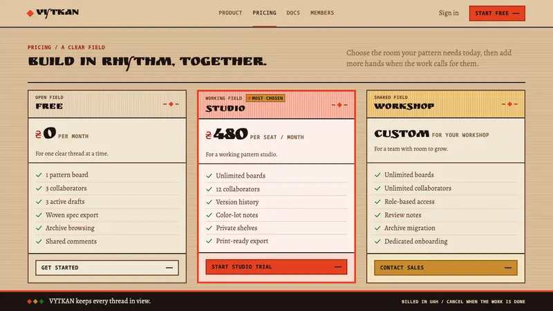 Hutsul Kilim — Web · pricing