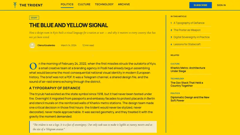Ukrainian Trident Blue/Yellow (2022) — Web · article