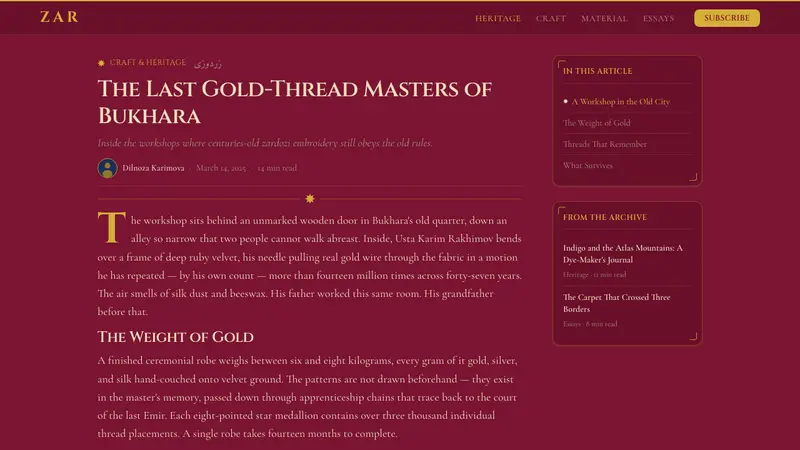 Uzbek Bukhara Gold Zardozi — Web · article