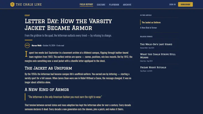 Varsity Letterman — Web · article