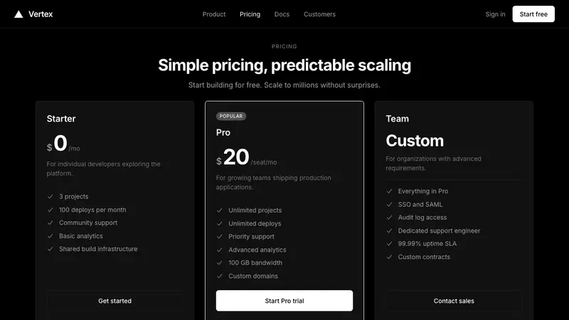 Vercel 2024 — Web · pricing