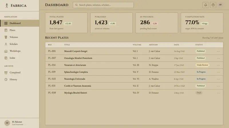 Vesalius Anatomy — Web · dashboard