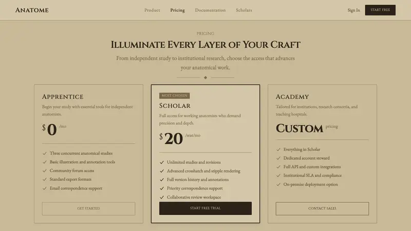 Vesalius Anatomy — Web · pricing