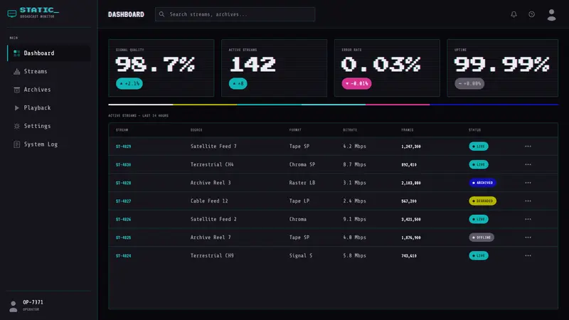 VHS Glitch Tape — Web · dashboard