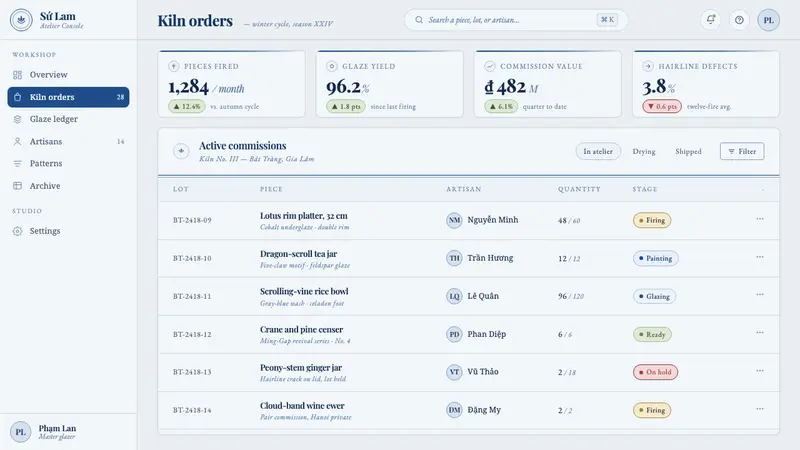 Bát Tràng Ceramic Blue — Web · dashboard
