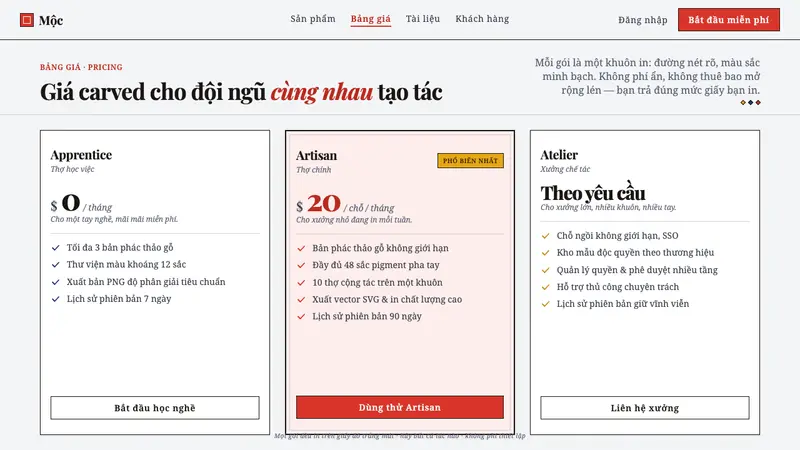 Hàng Trống Folk Print — Web · pricing