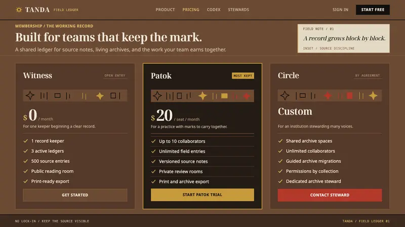 Visayan Pintados — Web · pricing